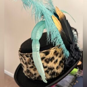 Jaguar inspired Steampunk cosplay hat with faux fur